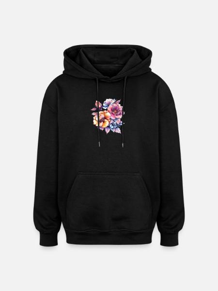 Blütenfarben Wasserfarben Strauß - Oversized Unisex Hoodie - Schwarz