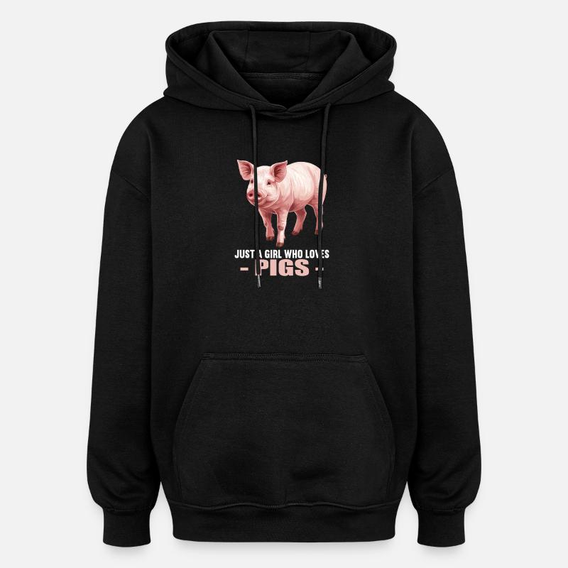 Cochon Cochon - Sweat à capuche oversize unisexe - noir