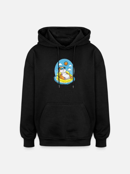 Natation de hamsters dans l’anneau d’été - Sweat à capuche oversize unisexe - noir
