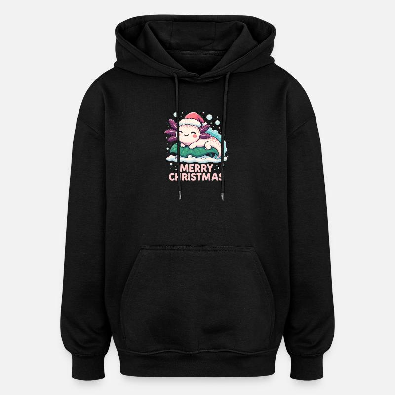Mignon Axolotl Joyeux Noël - Sweat à capuche oversize unisexe - noir