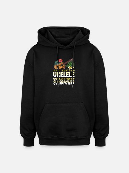 Hawaiian Ukulele Uke I Play - Oversized Unisex Hoodie - black
