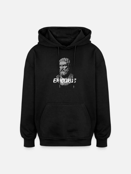 Epicurus Portrait in Bold Brushstyle - Oversized Unisex Hoodie - black