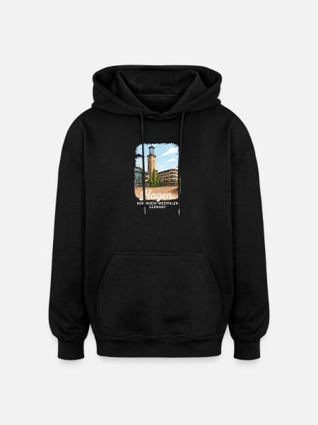 Hagen, North Rhine-Westphalia - Oversized Unisex Hoodie - black
