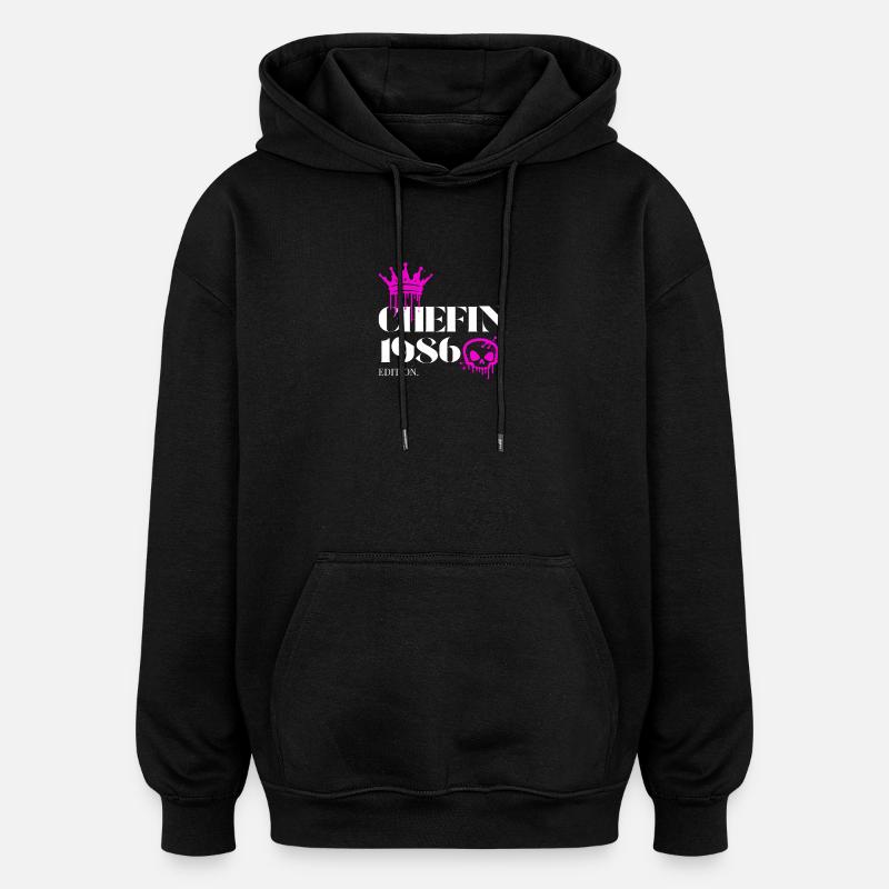 Édition Chefin 1986 – Volume & Anniversaire - Sweat à capuche oversize unisexe - noir