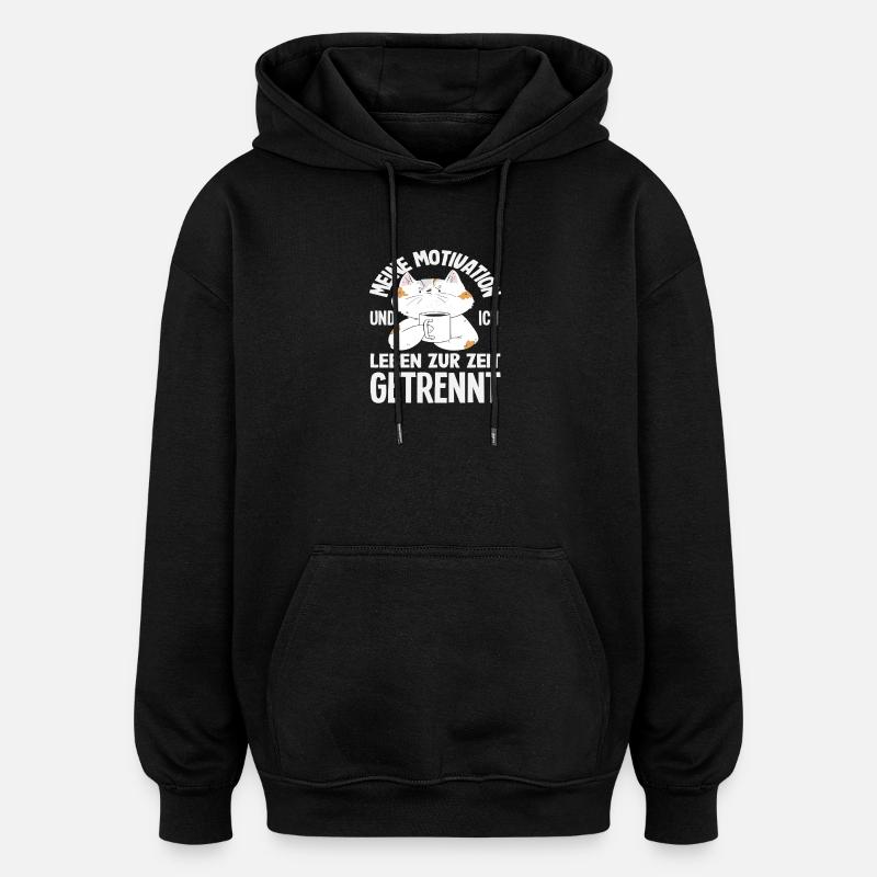 Chat drôle sans motivation - Sweat à capuche oversize unisexe - noir