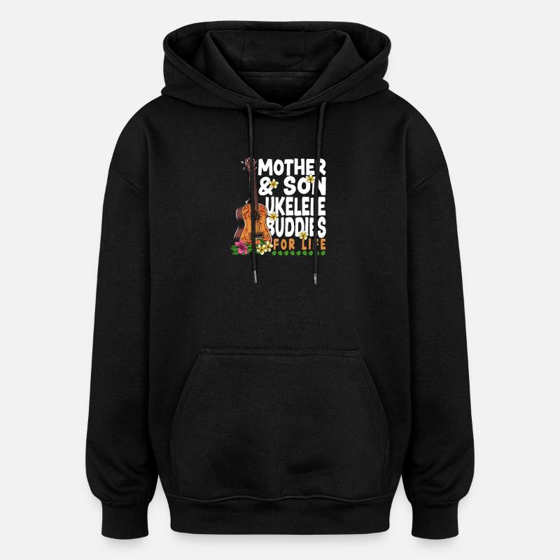 Hawaiian Ukulele Uke Mom Son - Oversized Unisex Hoodie - black