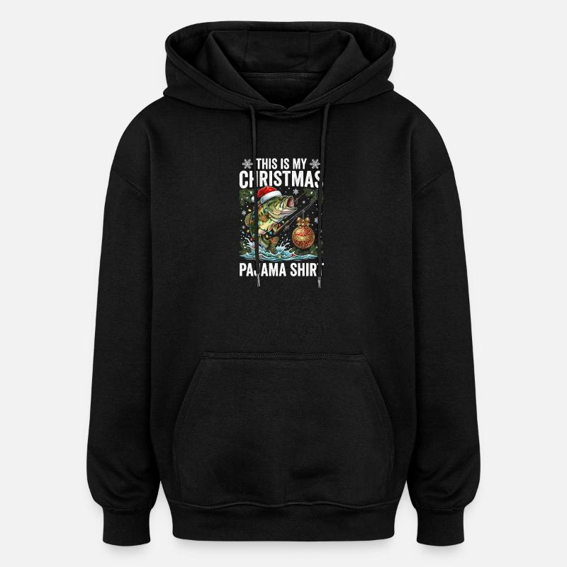 Chemise de pyjama poisson de Noël - Sweat à capuche oversize unisexe - noir