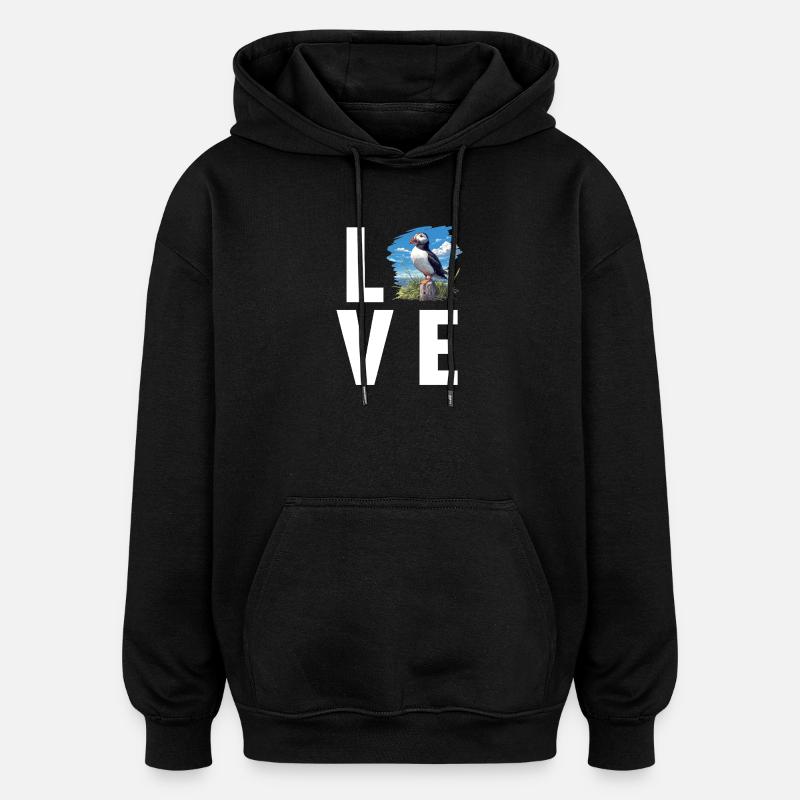 Macareux Papageientaucher - Sweat à capuche oversize unisexe - noir