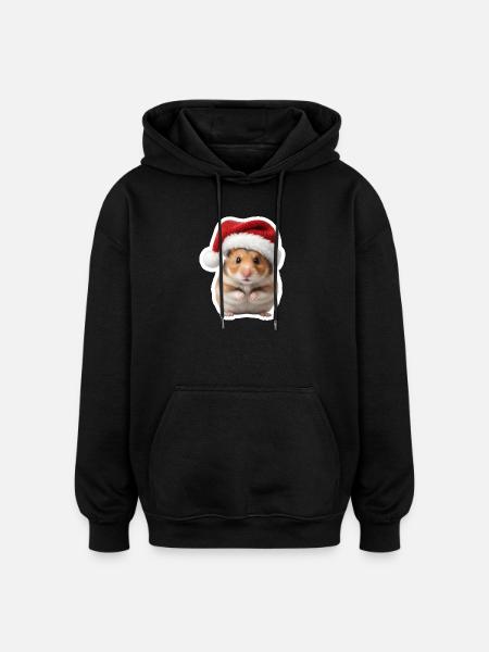 Doux Hamster - Doux Noël - Sweat à capuche oversize unisexe - noir