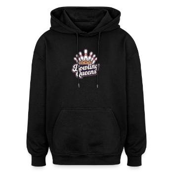 Bowling Queens Krone Kegeln Team Damen Liga - Oversized Unisex Hoodie - Schwarz - Vorne - Noah (186cm)