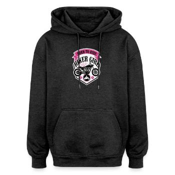 Biker Girl Motorcycle Shield - Oversized Unisex Hoodie - Anthrazit - Vorne - Noah (186cm)