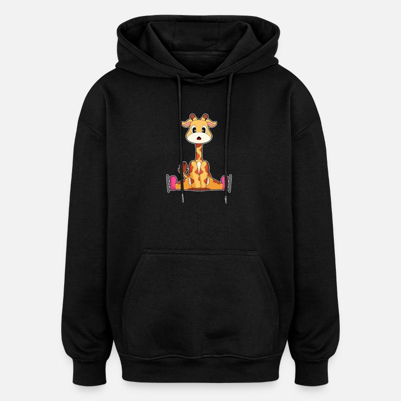 Giraffe Eislaufen Schlittschuhe Wintersport - Oversized Unisex Hoodie - black