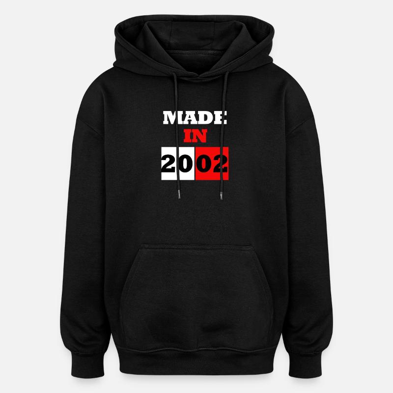 Made in 2002 Anniversaire - Sweat à capuche oversize unisexe - noir