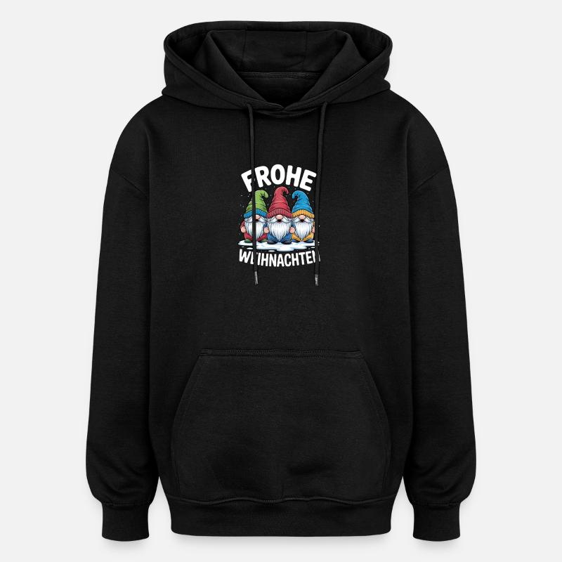 Joyeux Noël Gnomentrio - Sweat à capuche oversize unisexe - noir
