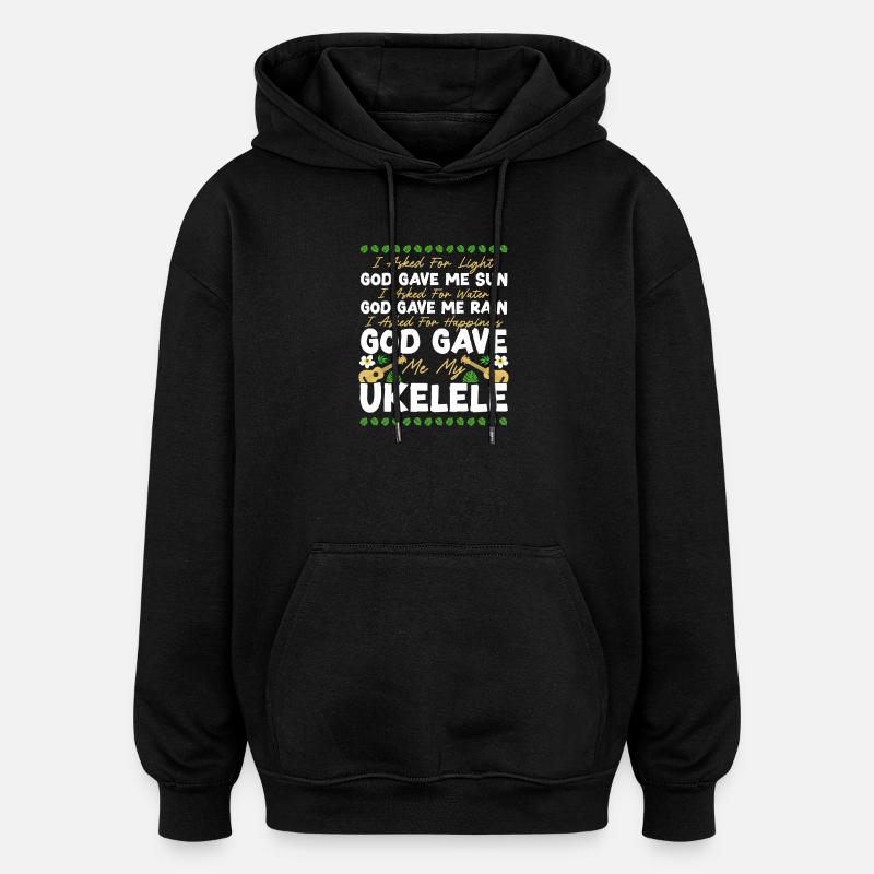 Ukulélé hawaïen que j’ai demandé - Sweat à capuche oversize unisexe - noir