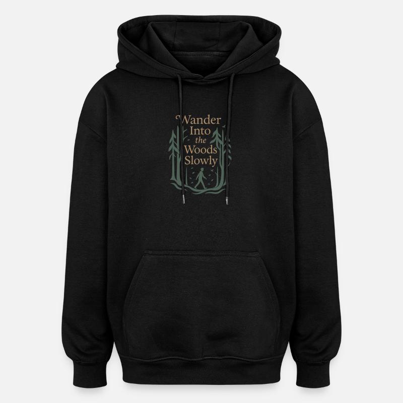 Forest Walk Overthinker Mental Reset - Oversized Unisex Hoodie - black