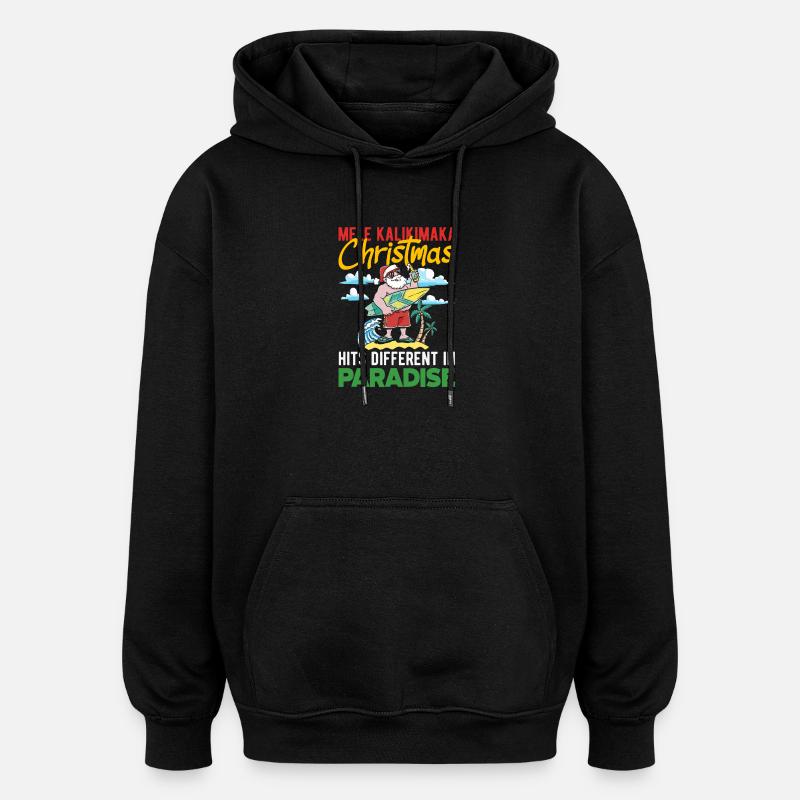 Noël hawaïen Mele Kalikimaka - Sweat à capuche oversize unisexe - noir