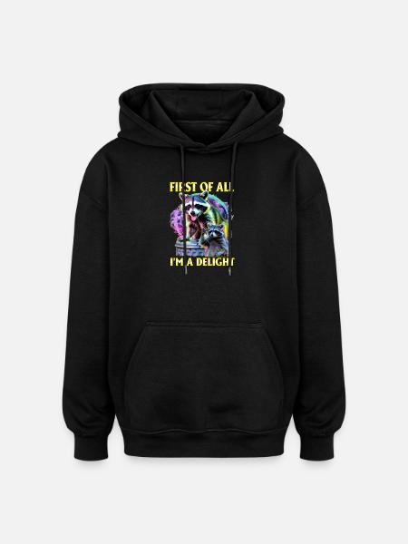 Funny Raccoon - Oversized Unisex Hoodie - black