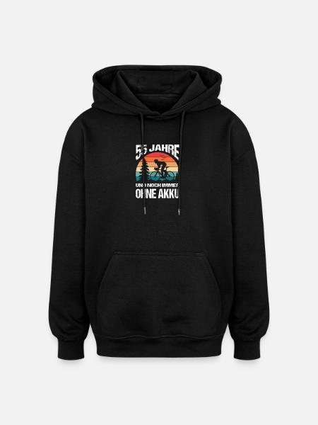 55 Birthday Gifts Bicycle Rider - Oversized Unisex Hoodie - black