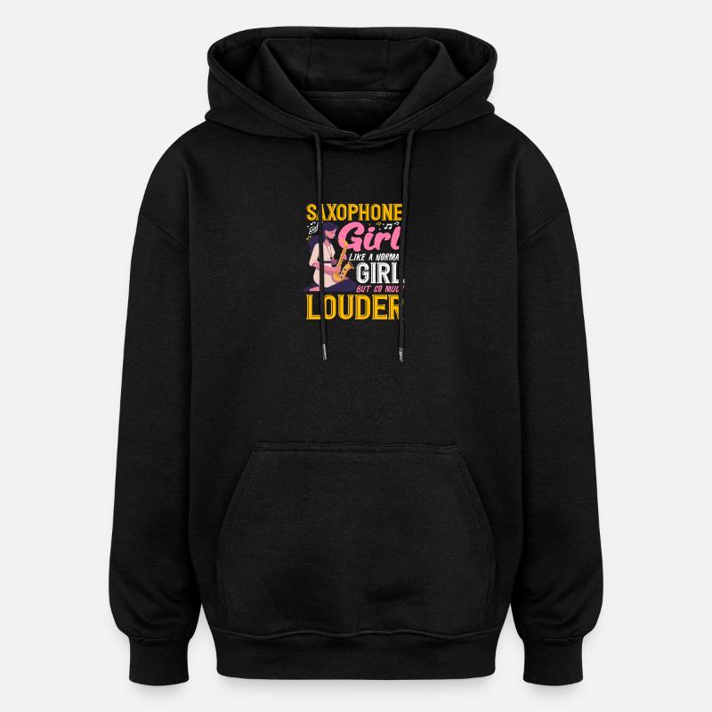 Femmes saxophonistes plus bruyantes - Sweat à capuche oversize unisexe - noir