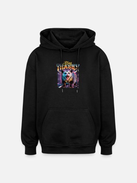 Funny Opossum - Oversized Unisex Hoodie - black