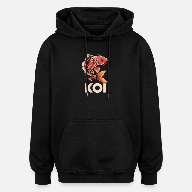 Carpe carpe koi - Sweat à capuche oversize unisexe - noir