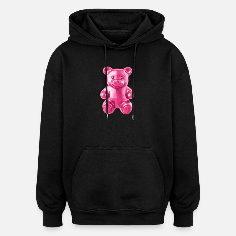Motif de l’ours rose brillant - Sweat à capuche oversize unisexe - noir