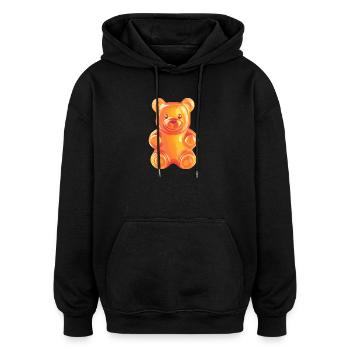 Gummibär Neonorange Illustration - Oversized Unisex Hoodie - Schwarz - Vorne - Noah (186cm)
