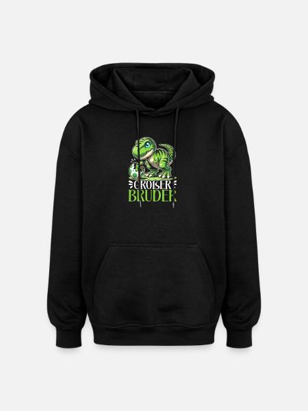 Big Brother Dinosaur Dino Sibling Motif - Oversized Unisex Hoodie - black