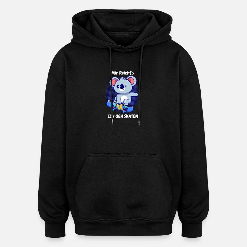 Koala Skater: Mir Reicht's - Oversized Unisex Hoodie - Schwarz