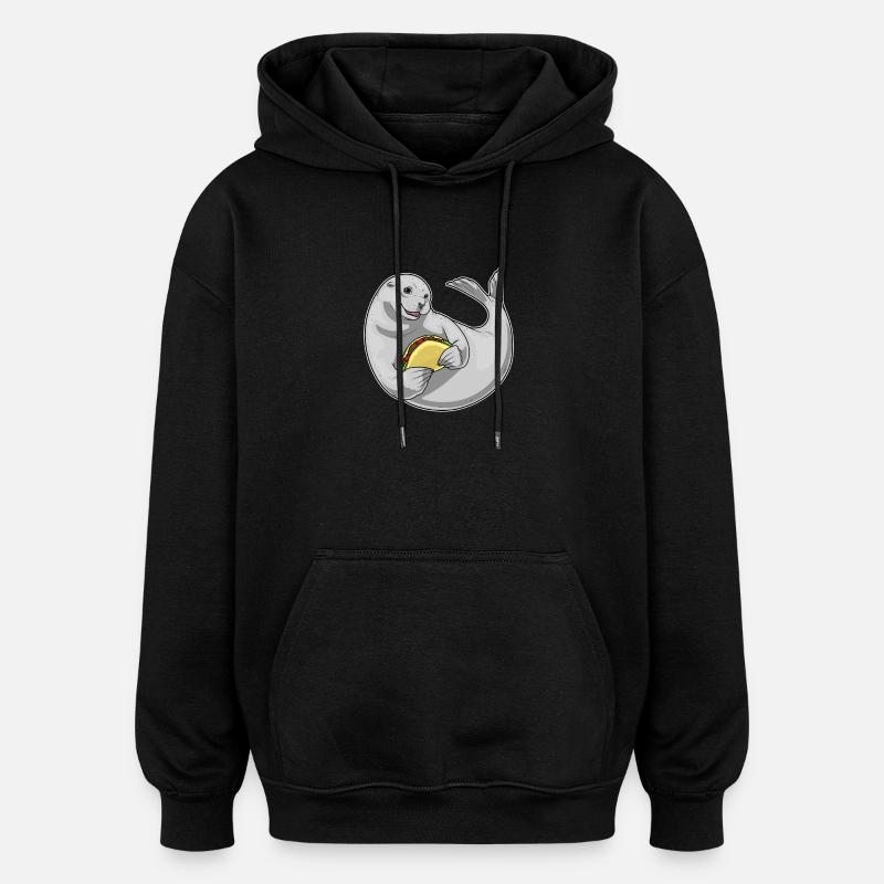 Taco des phoques - Sweat à capuche oversize unisexe - noir