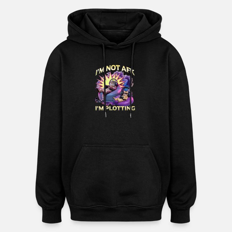 Chat gamer drôle - Sweat à capuche oversize unisexe - noir