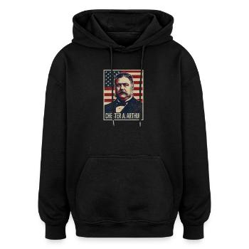 Chester A Arthur Usa Präsident - Oversized Unisex Hoodie - Schwarz - Vorne - Noah (186cm)