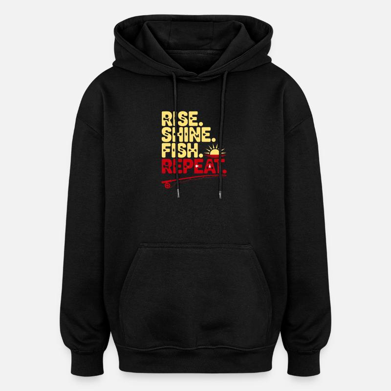 Répète Répète Éclate Brille Poisson - Sweat à capuche oversize unisexe - noir