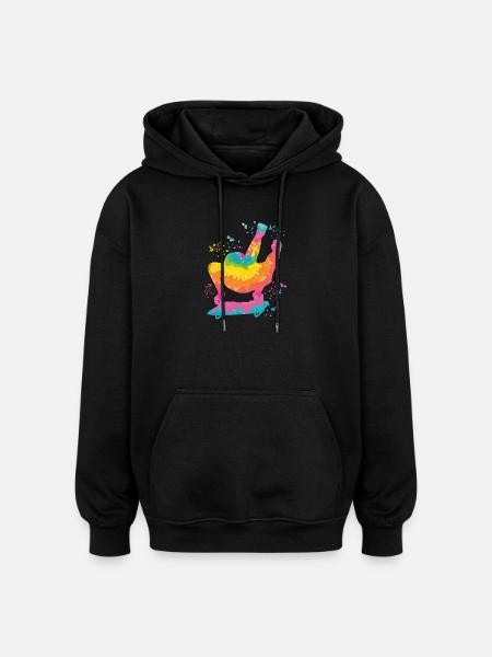 Skeleton Bobsleigh Winter Sports Sled - Oversized Unisex Hoodie - black