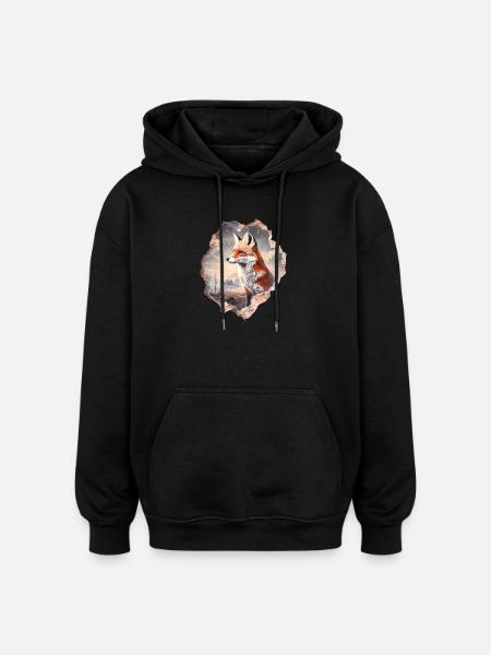 Fuchs und Sternenhimmel - Oversized Unisex Hoodie - Schwarz