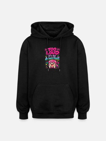 Anime Fangirl Screams Anime Reaction - Oversized Unisex Hoodie - black