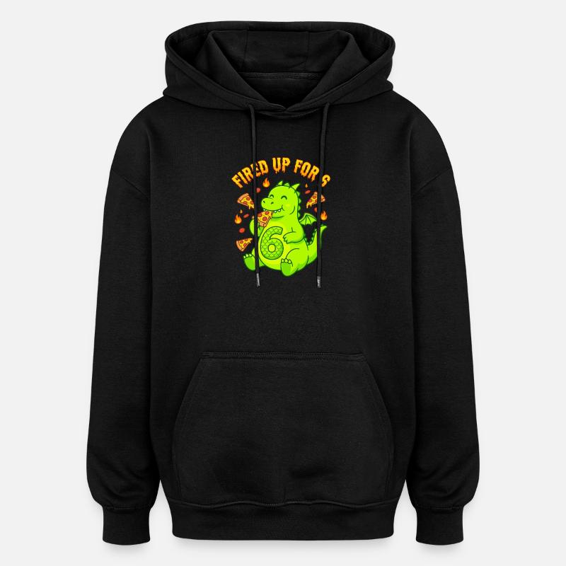 Motivé pour 6 Dragon Pizza - Sweat à capuche oversize unisexe - noir