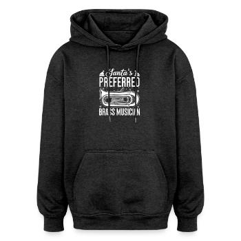 Baritone Player Santa ́s Preferred Brass Musician - Oversized Unisex Hoodie - charcoal grey - Front - Noah (186cm)