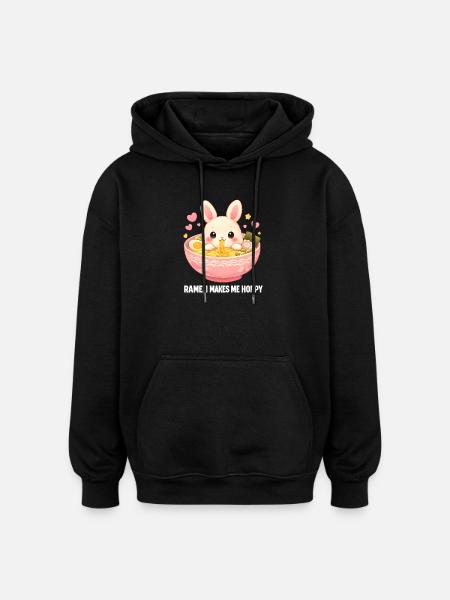 Ramen Kawaii Bunny - Oversized Unisex Hoodie - black
