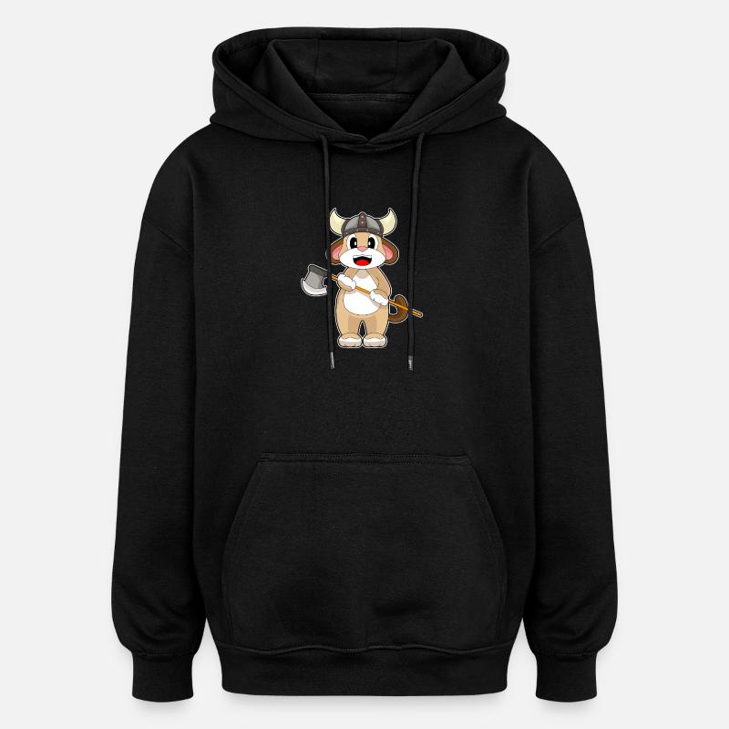 Hache Viking de chien - Sweat à capuche oversize unisexe - noir