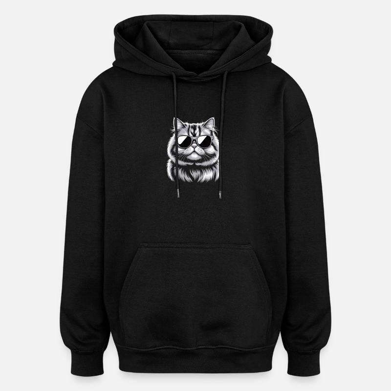 Chat persan - Sweat à capuche oversize unisexe - noir