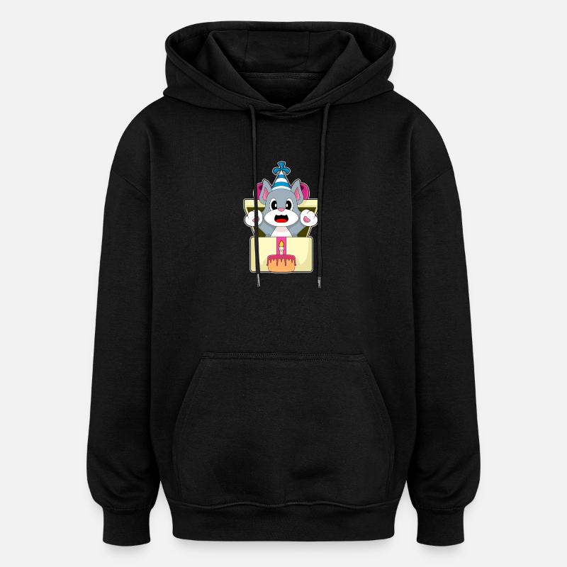 Gâteau d’anniversaire chat - Sweat à capuche oversize unisexe - noir