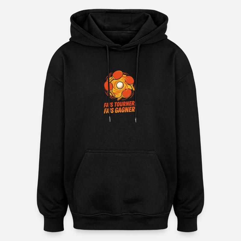 Spin Make Win - Ping Pong - Oversized Unisex Hoodie - black