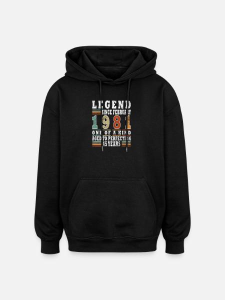 Février 1981 Jubilé 1981 Légendes Février - Sweat à capuche oversize unisexe - noir