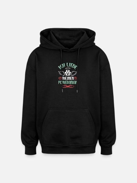 Ich liebe meinen Pomeranian - Oversized Unisex Hoodie - Schwarz