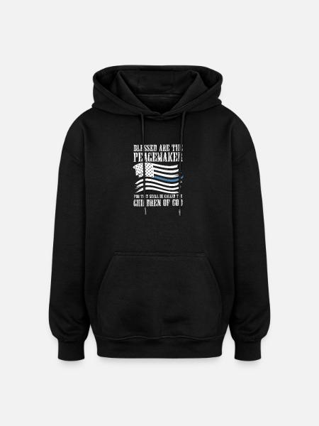Peacemaker Flag Bible Verse Shirt - Oversized Unisex Hoodie - black