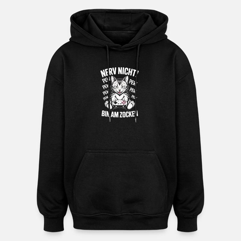 Courage Not I Gaming Cat Design - Sweat à capuche oversize unisexe - noir