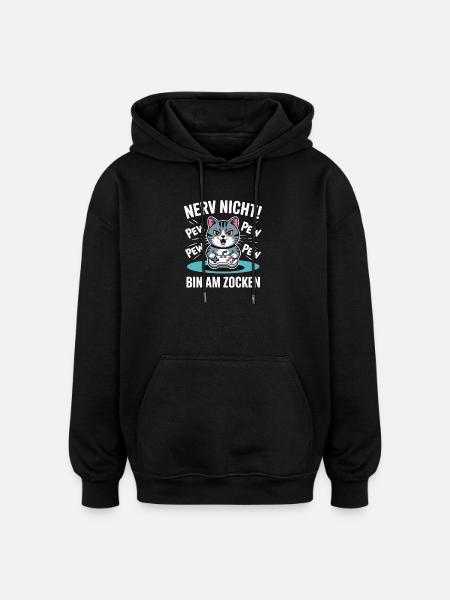 Courage Not I Gaming Cat Design - Sweat à capuche oversize unisexe - noir