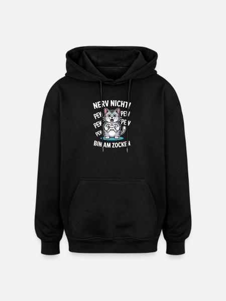 Courage Not I Gaming Cat Design - Sweat à capuche oversize unisexe - noir